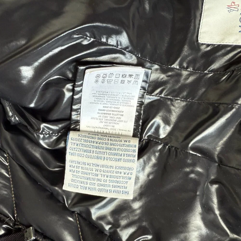 Moncler Fulmarus Shiny Green Down Puffer Coat Real Fur Hood Size 1 - Picture 12 of 14